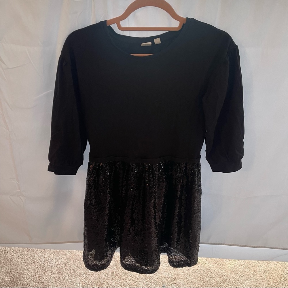 GAP Kids Girls Black Cotton/Sequin Dress Size XL REG -WORN ONCE